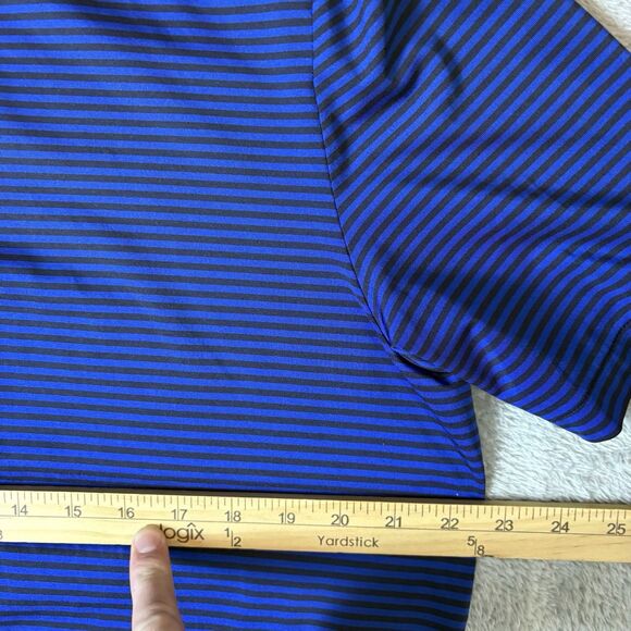 RLX Ralph Lauren Polo Shirt Mens Large Blue Black Striped Golf Performance - Picture 4 of 6